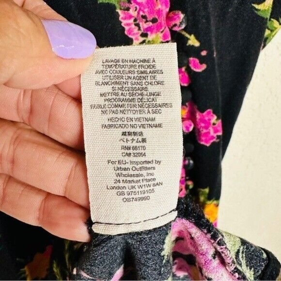 Free People Alora Black Floral Print Mini Dress Women’s Size 0 - Picture 7 of 10